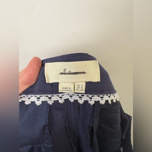 Anthropologie Elevenses Wide Leg Pleated Navy Blue Trousers - Picture 4 of 6